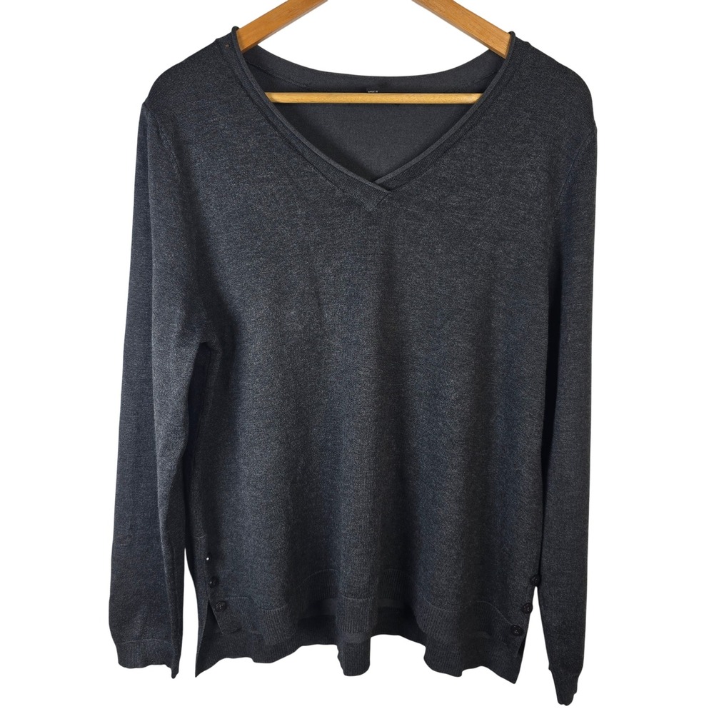 Tint & Shadow‎ Womens XL Gray V Neck Long Sleeve Knit Top Casual Pullover